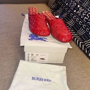 Burberry Red Quilted Mules